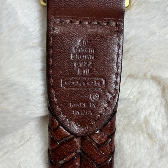 Vintage Coach Belt Leather 5922 Woven Braided Brown Solid Brass Crochet - Picture 3 of 11
